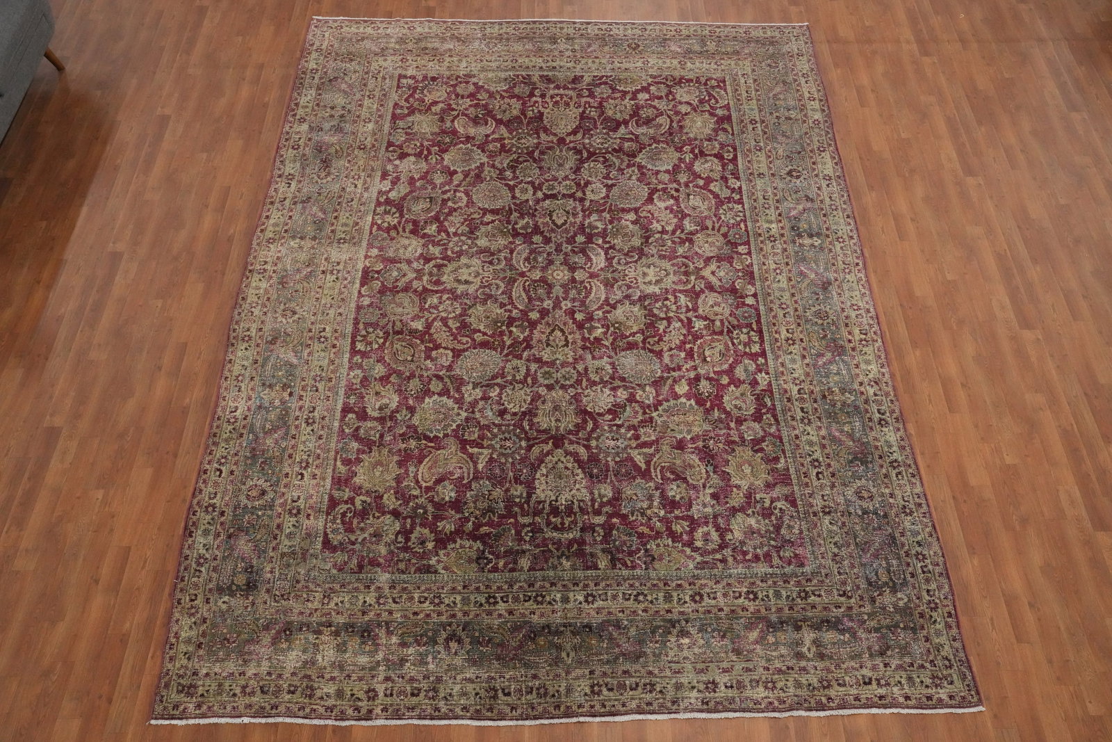Antique Vegetable Dye Mashad Persian Area Rug 10x13 - 2