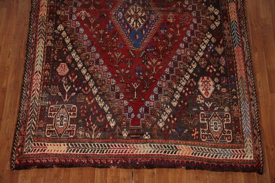 Antique Vegetable Dye Shiraz Persian Area Rug 6x8 - 4