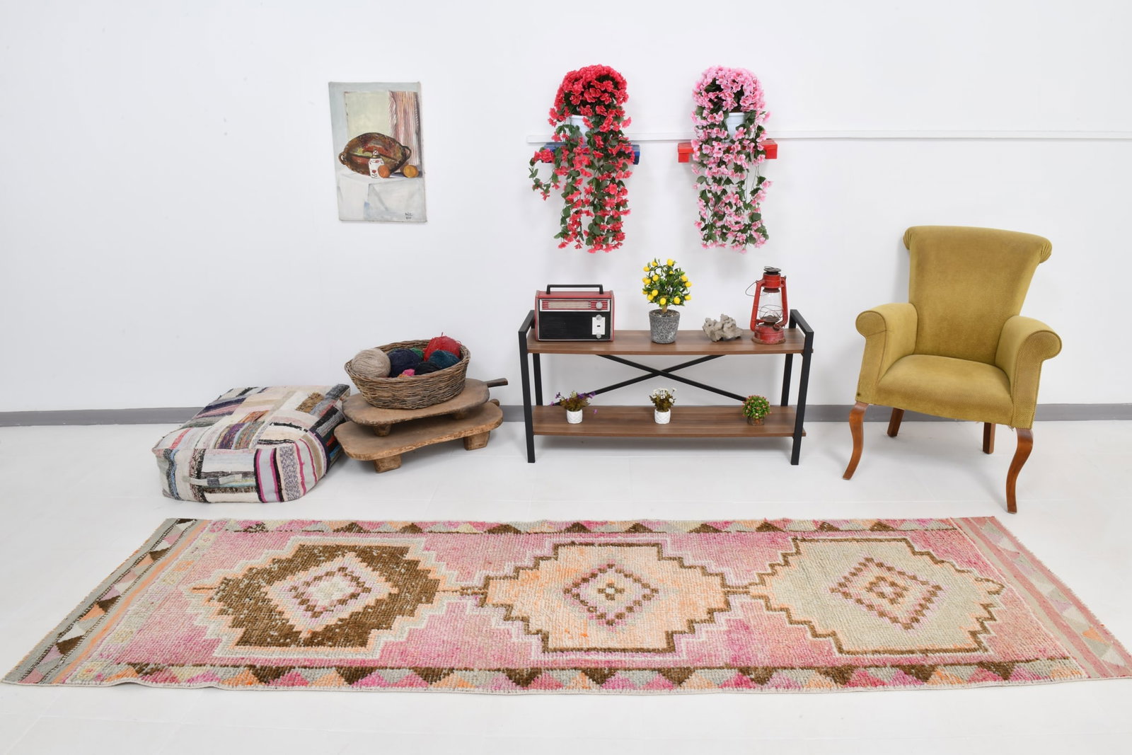 2'11'' x 10'6'' Handmade Vintage Wool Rug - 21931: Title: 2'11'' x 10'6'' Handmade Vintage Wool Rug - 21931 Description:2'11'' x 10'6'' Handmade Vintage Wool Rug - 21931 Origin:Turkiye Date/Period:1960-90 Materials:Wool,Cotton Dimension:2'11''x10'6'' 