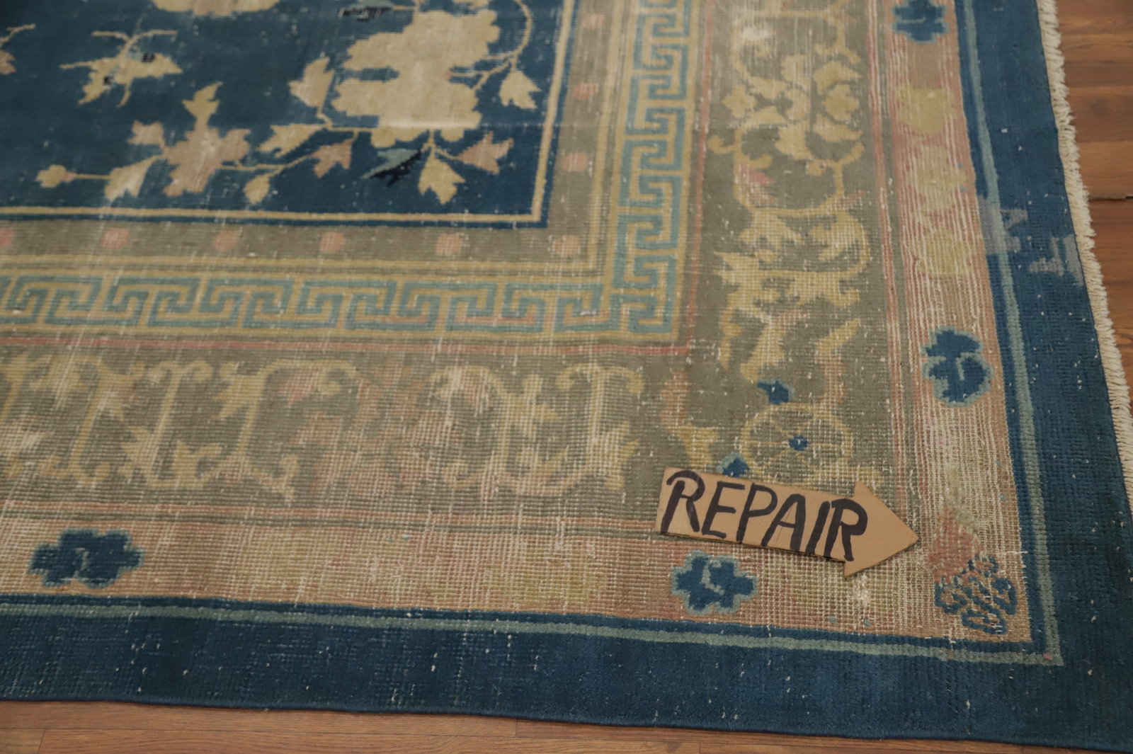 Pre-1900 Antique Vegetable Dye Art Deco Chinese Area Rug 9x10 - 10