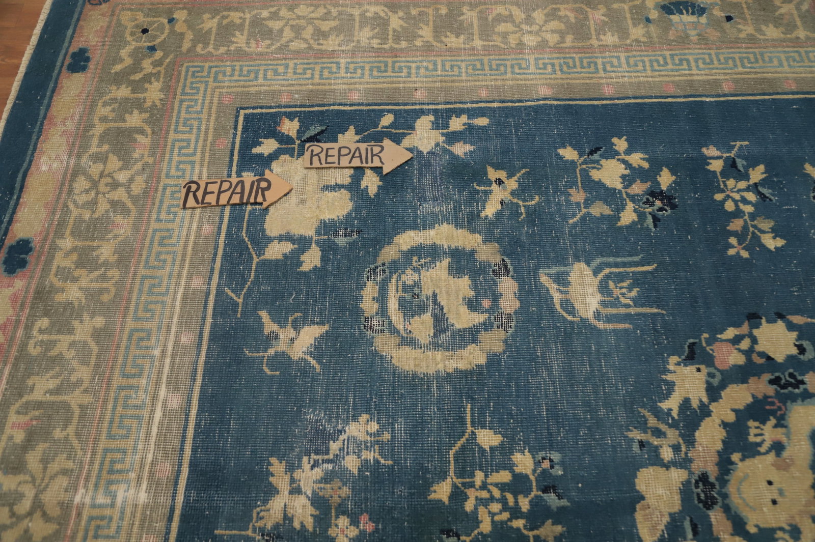 Pre-1900 Antique Vegetable Dye Art Deco Chinese Area Rug 9x10 - 12