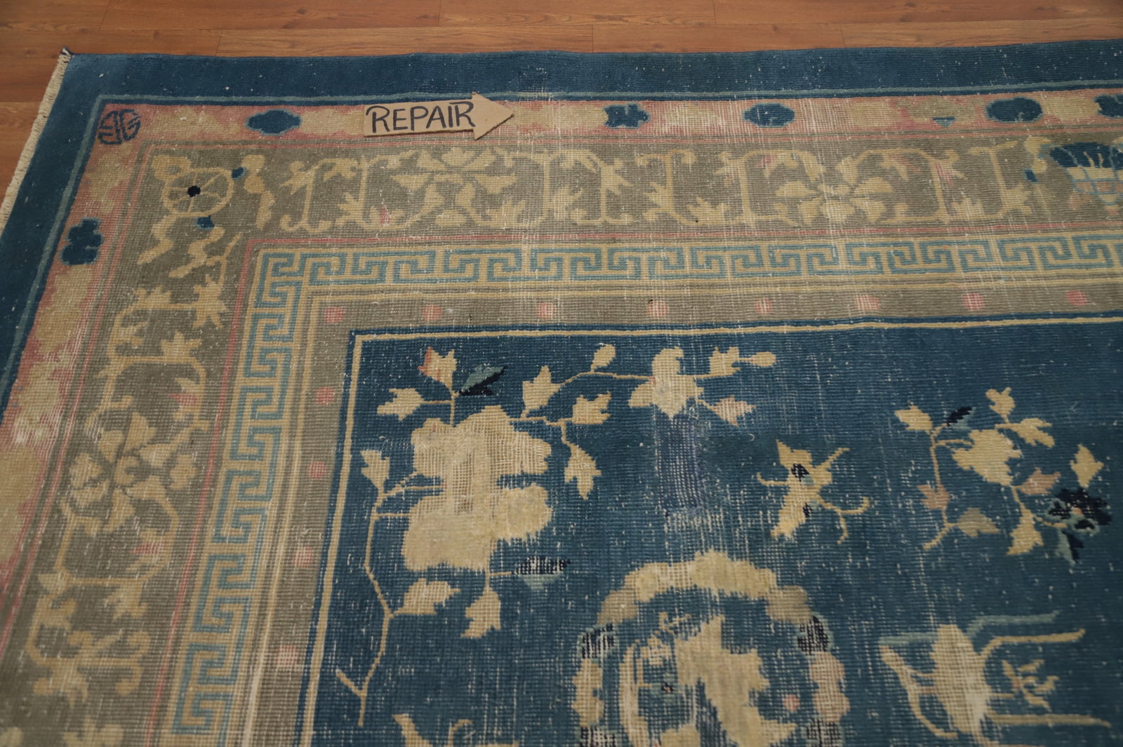Pre-1900 Antique Vegetable Dye Art Deco Chinese Area Rug 9x10 - 14