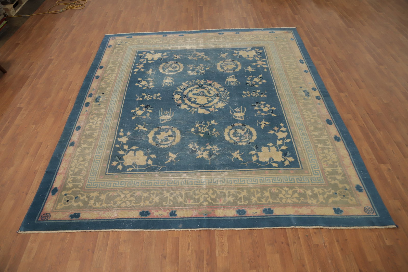 Pre-1900 Antique Vegetable Dye Art Deco Chinese Area Rug 9x10 - 2