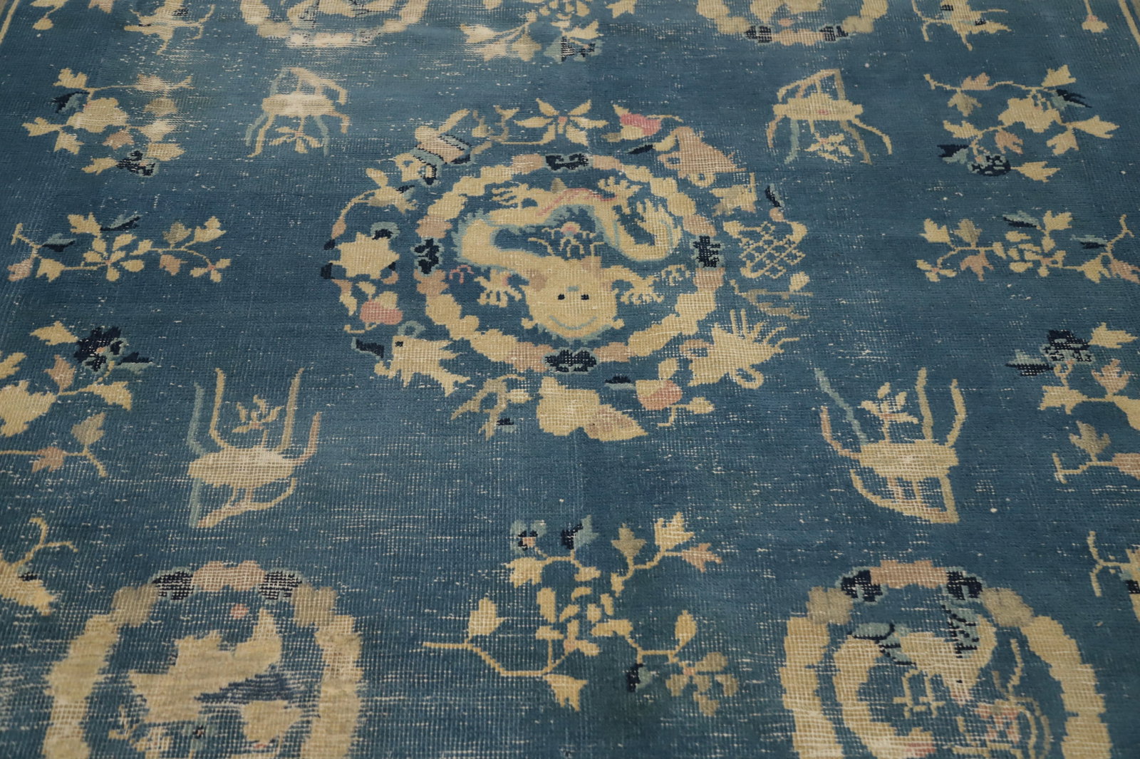Pre-1900 Antique Vegetable Dye Art Deco Chinese Area Rug 9x10 - 3