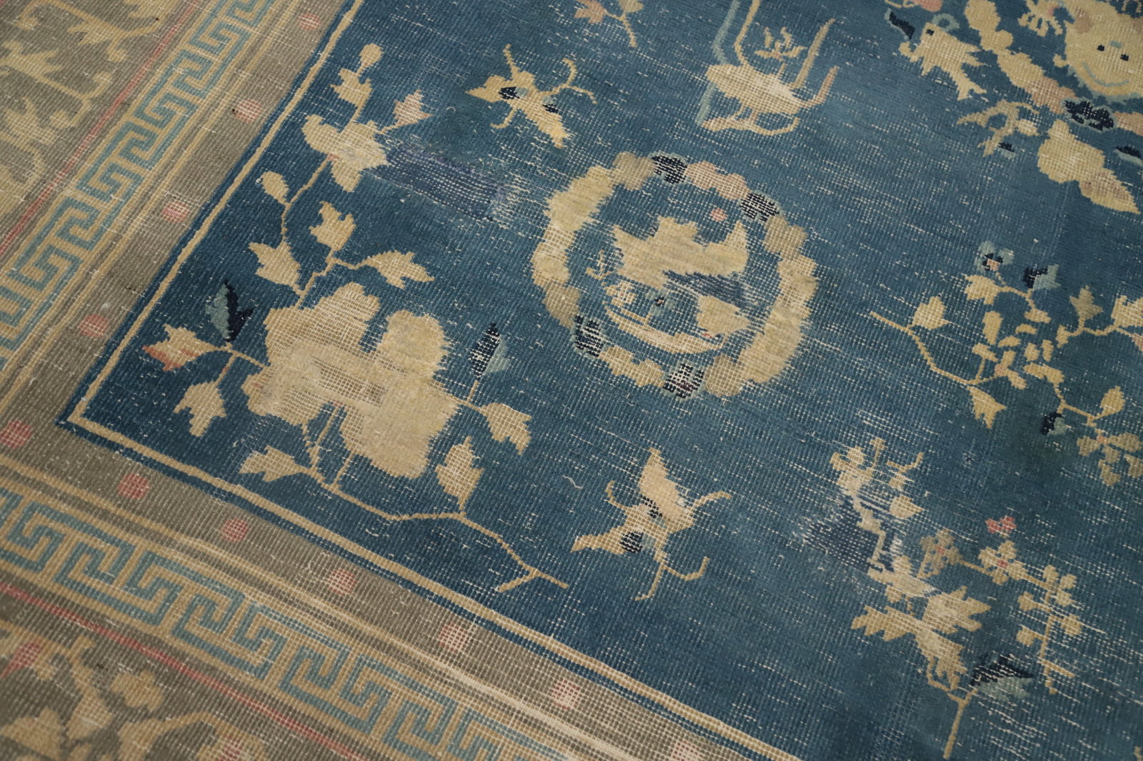 Pre-1900 Antique Vegetable Dye Art Deco Chinese Area Rug 9x10 - 5