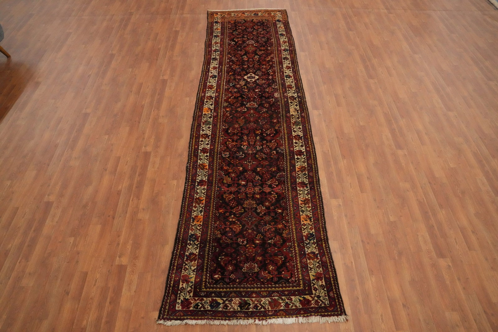 Antique Vegetable Dye Mashad Persian Runner Rug 4x13 - 2