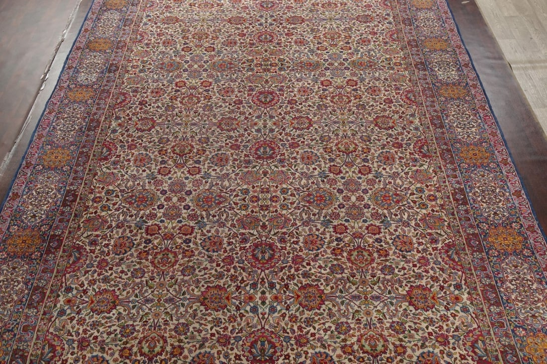 Antique Large Kerman Lavar Persian Area Rug Wool 11x19: Title: Antique Large Kerman Lavar Persian Area Rug Wool 11x19 Description:A Beautiful Genuine Iran ( Persia ) Kerman (Lavar) rug is Hand Knotted by skillful weavers in Iran ( Persia ) wit