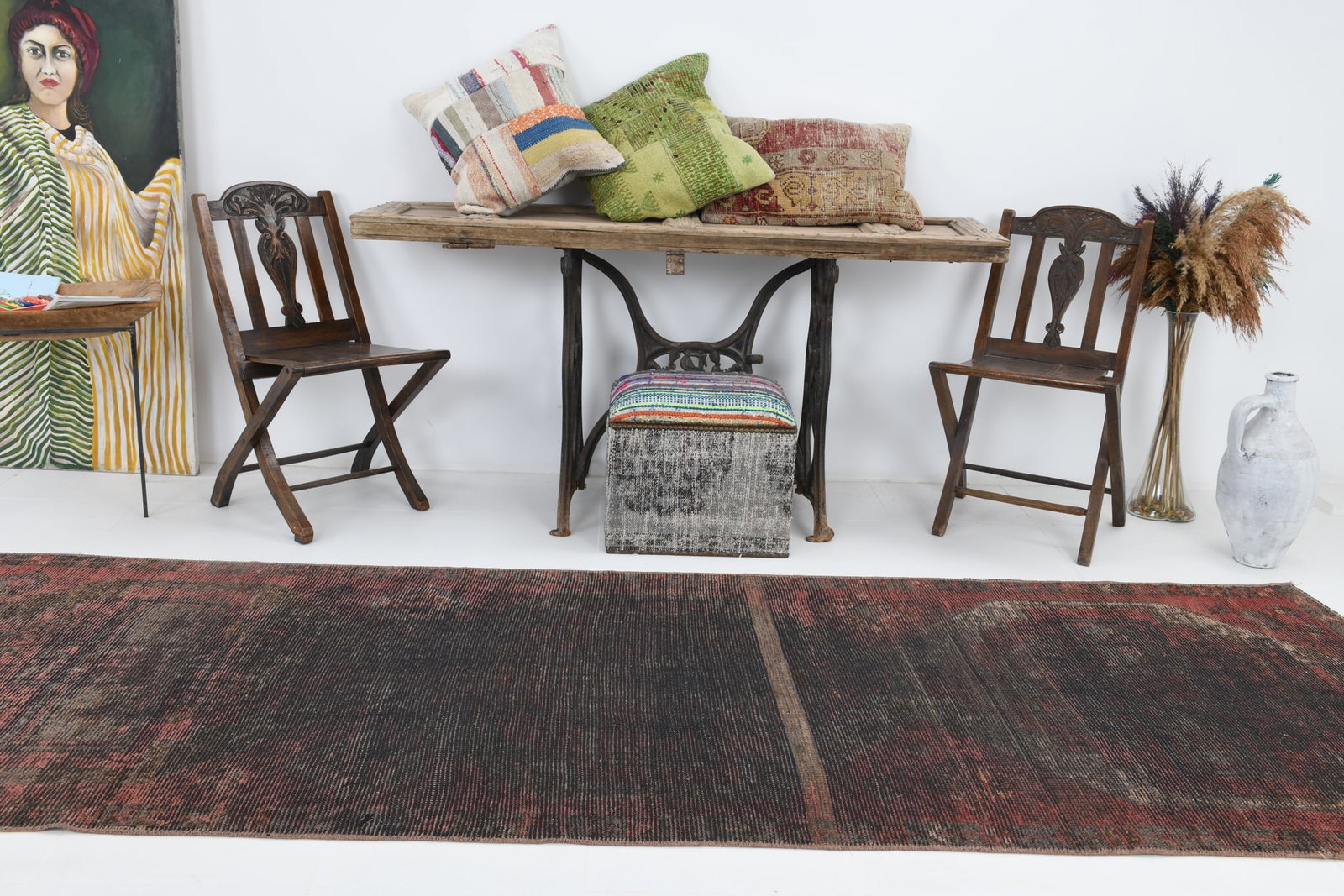 3'5'' x 10'8'' Handmade Vintage Wool Rug - 23012 - 2