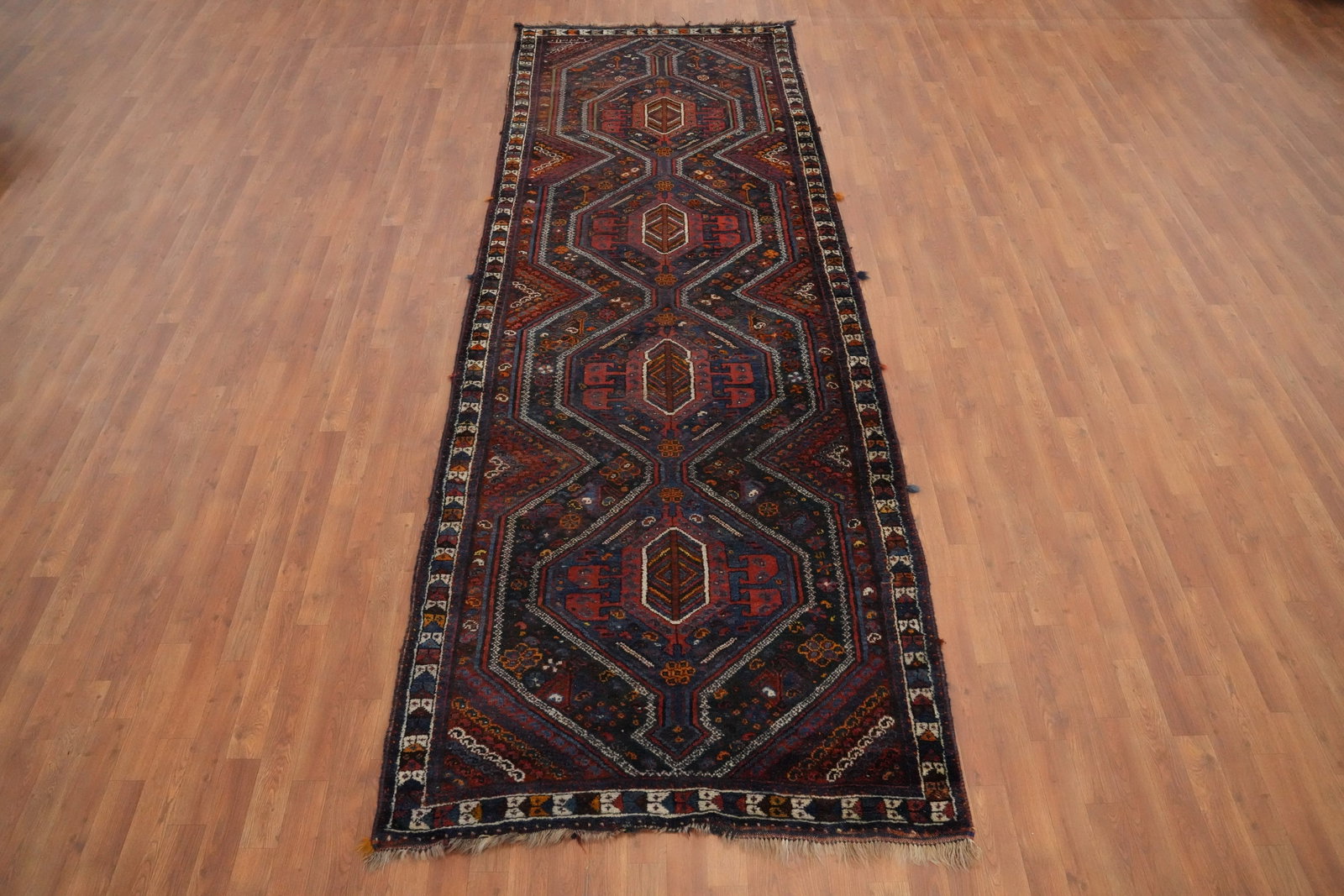 Antique Vegetable Dye Shiraz Persian Runner Rug 4x12 - 2