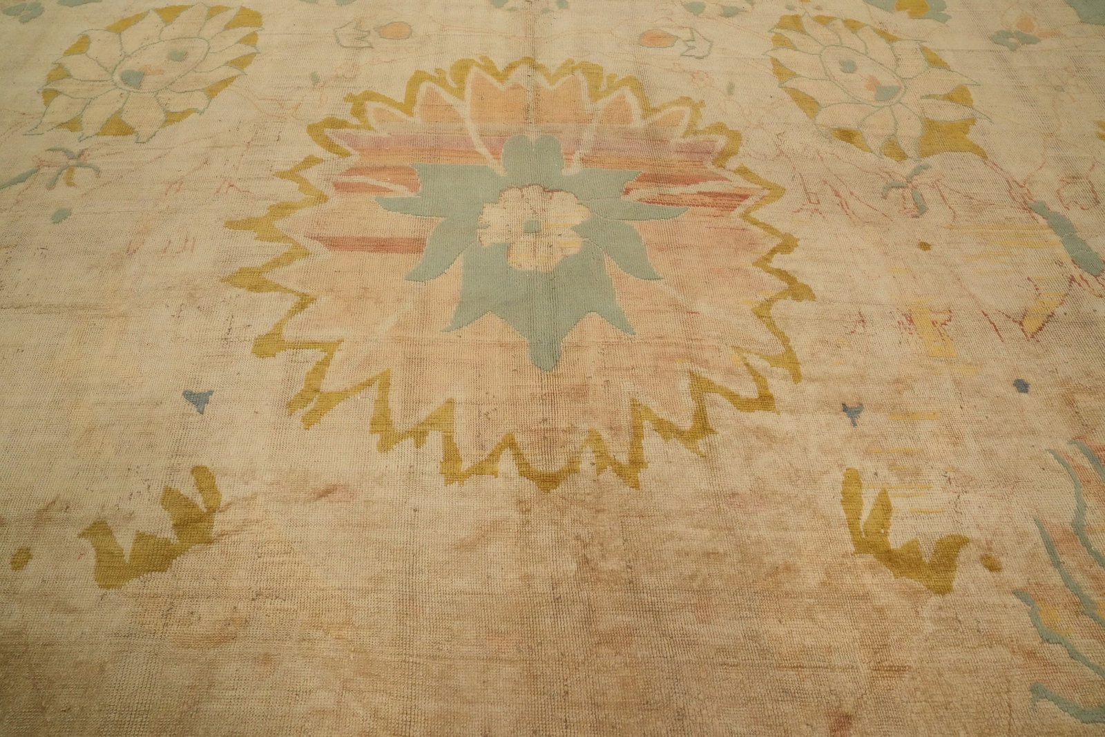 Antique Vegetable Dye Oushak Turkish Large Rug 19x26 - 3
