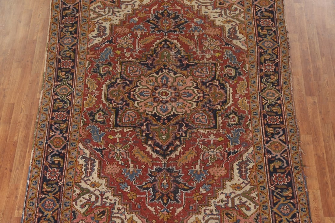 Vegetable Dye Heriz Serapi Antique Persian Rug 7x10 - 2