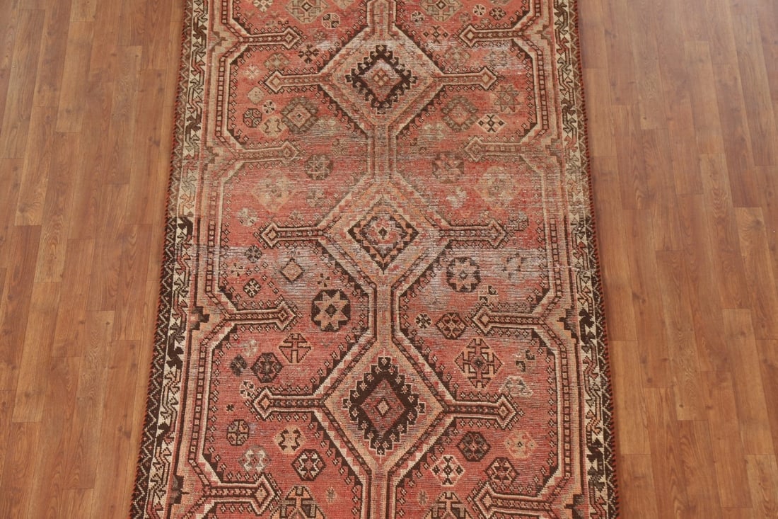 Antique Wool Qashqai Persian Rug 4x7 - 2