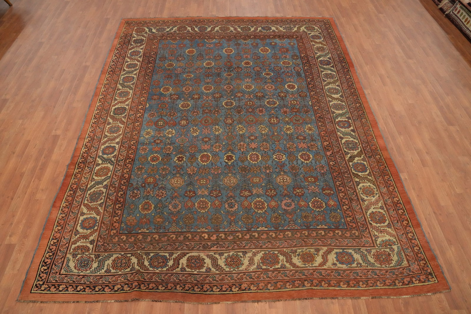 Pre-1900 Antique Vegetable Dye Heriz Serapi Persian Area Rug 9x11 - 2