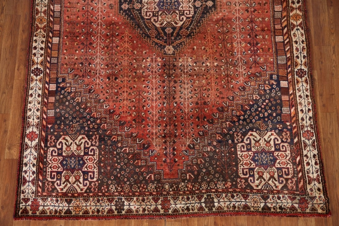 Antique Qashqai Persian Area Rug 5x8 - 4