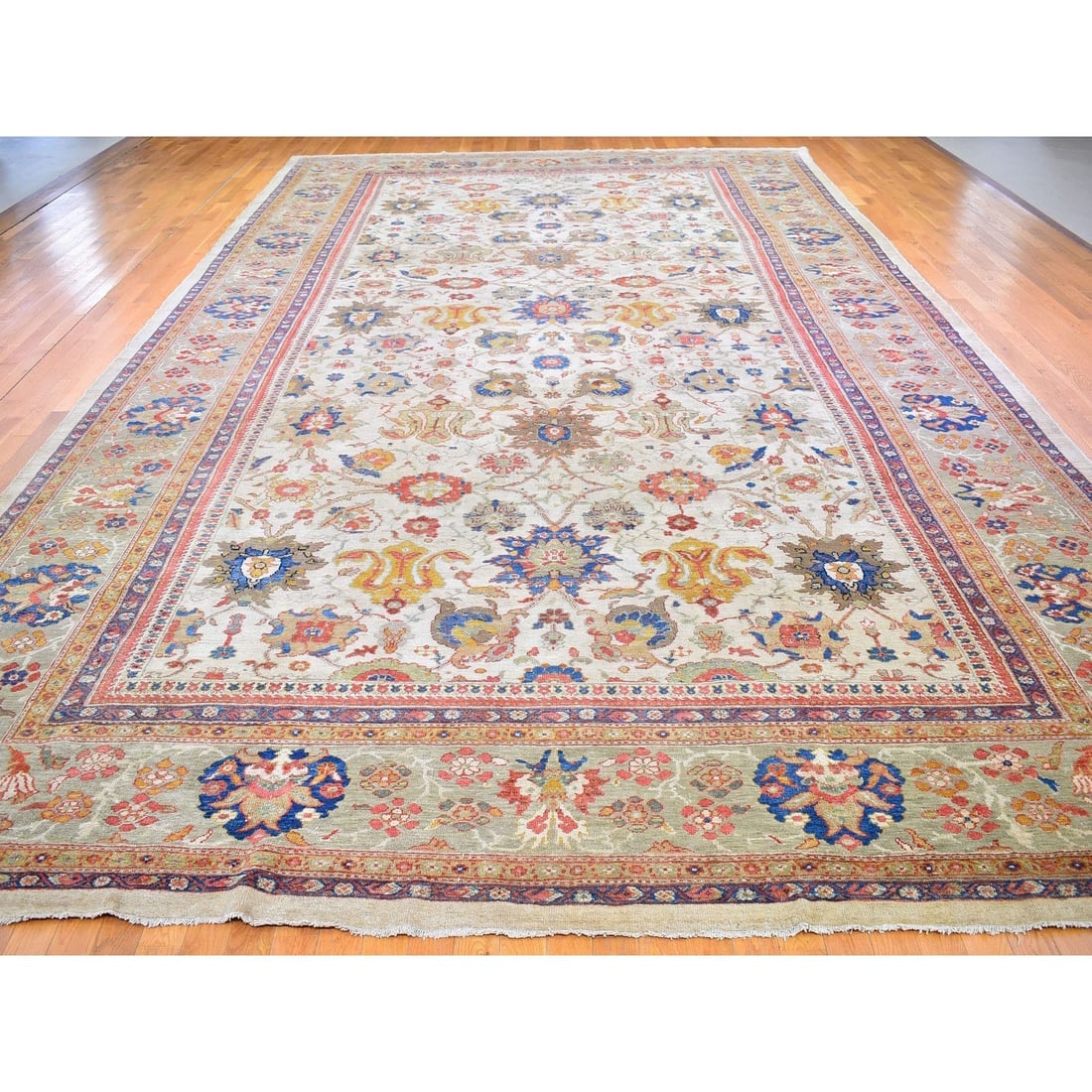 Ivory Antique Persian Sultanabad Good Condition, XL Clean Wool Rug - 2