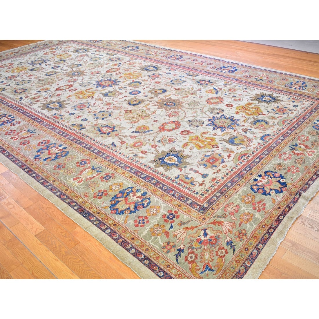 Ivory Antique Persian Sultanabad Good Condition, XL Clean Wool Rug - 3