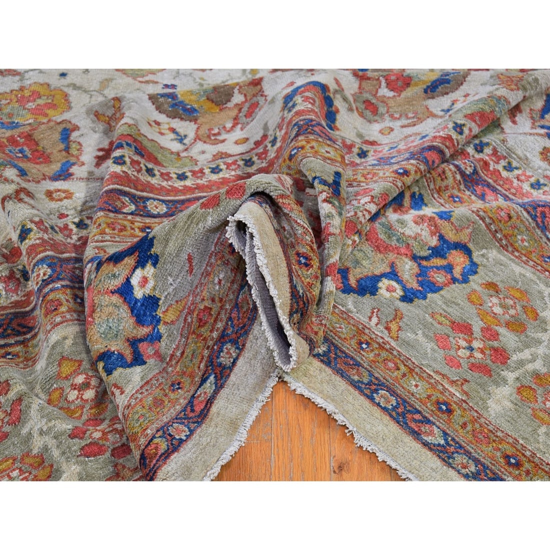 Ivory Antique Persian Sultanabad Good Condition, XL Clean Wool Rug - 5
