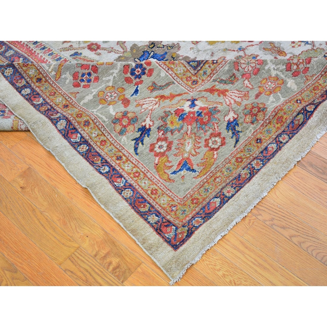 Ivory Antique Persian Sultanabad Good Condition, XL Clean Wool Rug - 6