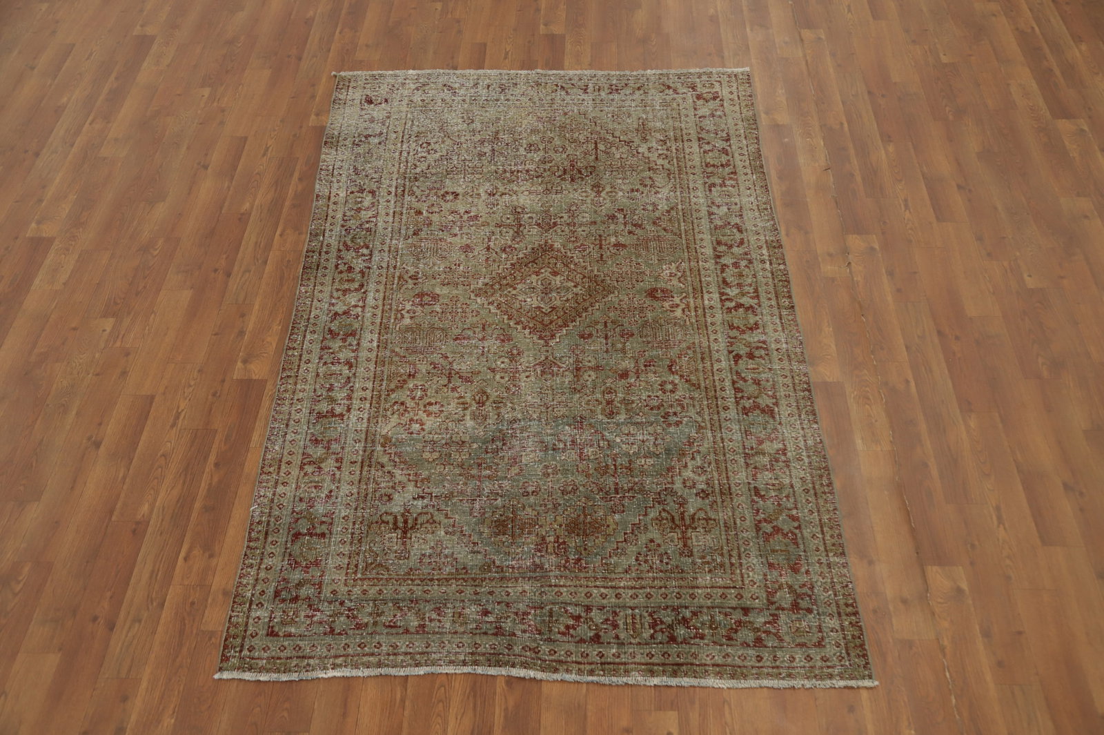 Antique Geometric Tabriz Persian Rug 4x7 - 2
