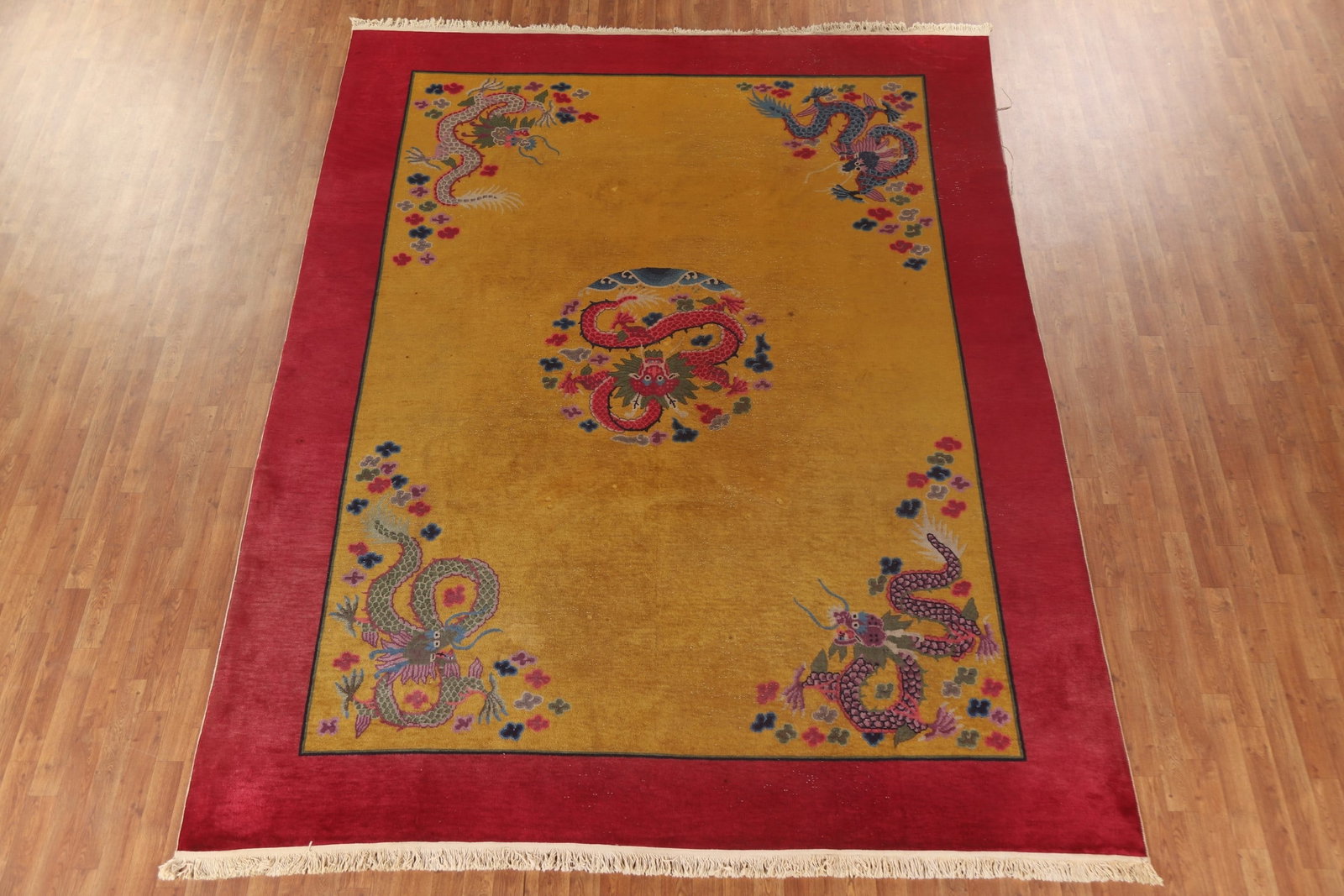 Antique Vegetable Dye Art Deco Nichols Chinese Rug 9x11: Title: Antique Vegetable Dye Art Deco Nichols Chinese Rug 9x11 Description:A Beautiful Genuine China Art Deco Nichols rug is Hand Knotted by skillful weavers in China with