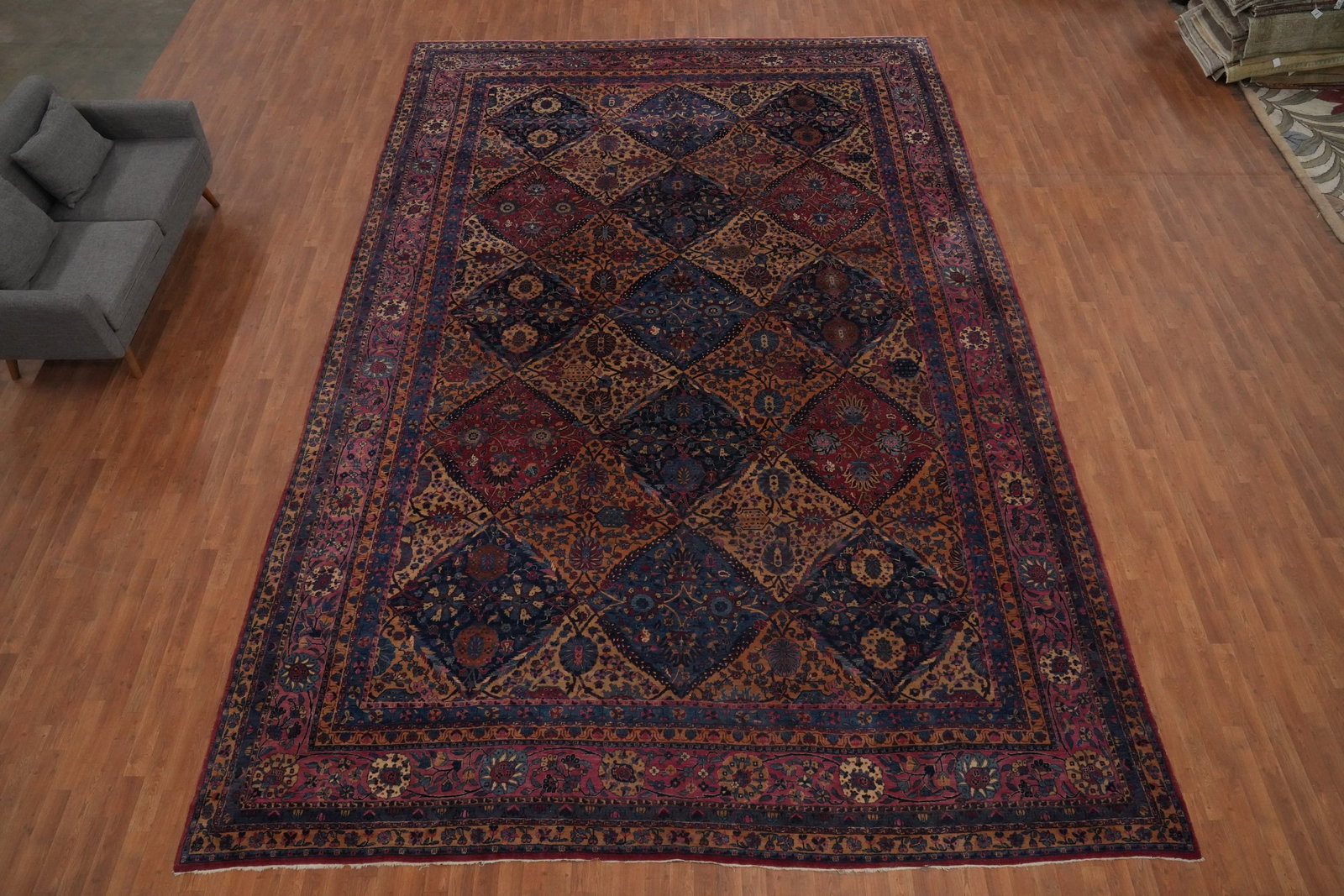 Pre-1900 Antique Vegetable Dye Kerman Persian Large Rug 12x18 - 2