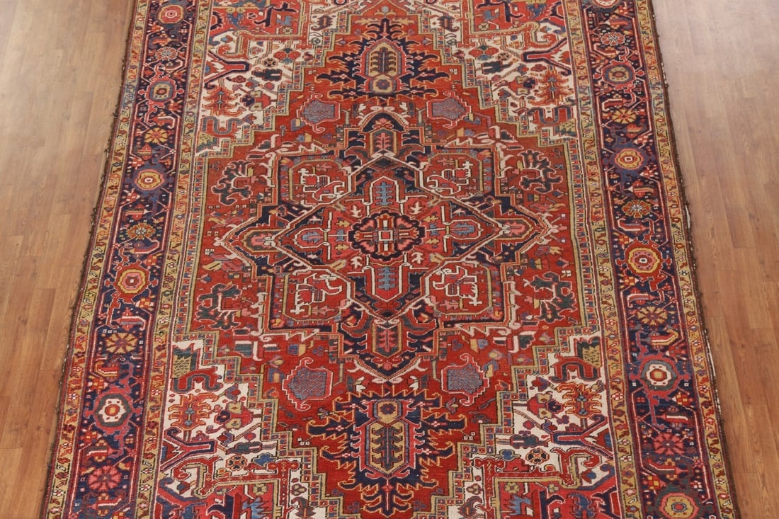 Antique Vegetable Dye Heriz Serapi Persian Area Rug 8x11 - 2