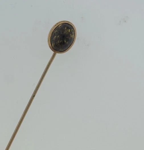 C.1930 14K 9K YELLOW GOLD NATURAL STONE STICK PIN - 4