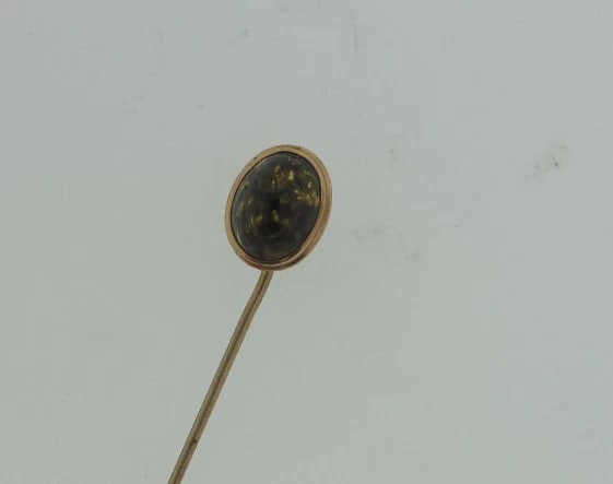 C.1930 14K 9K YELLOW GOLD NATURAL STONE STICK PIN - 5