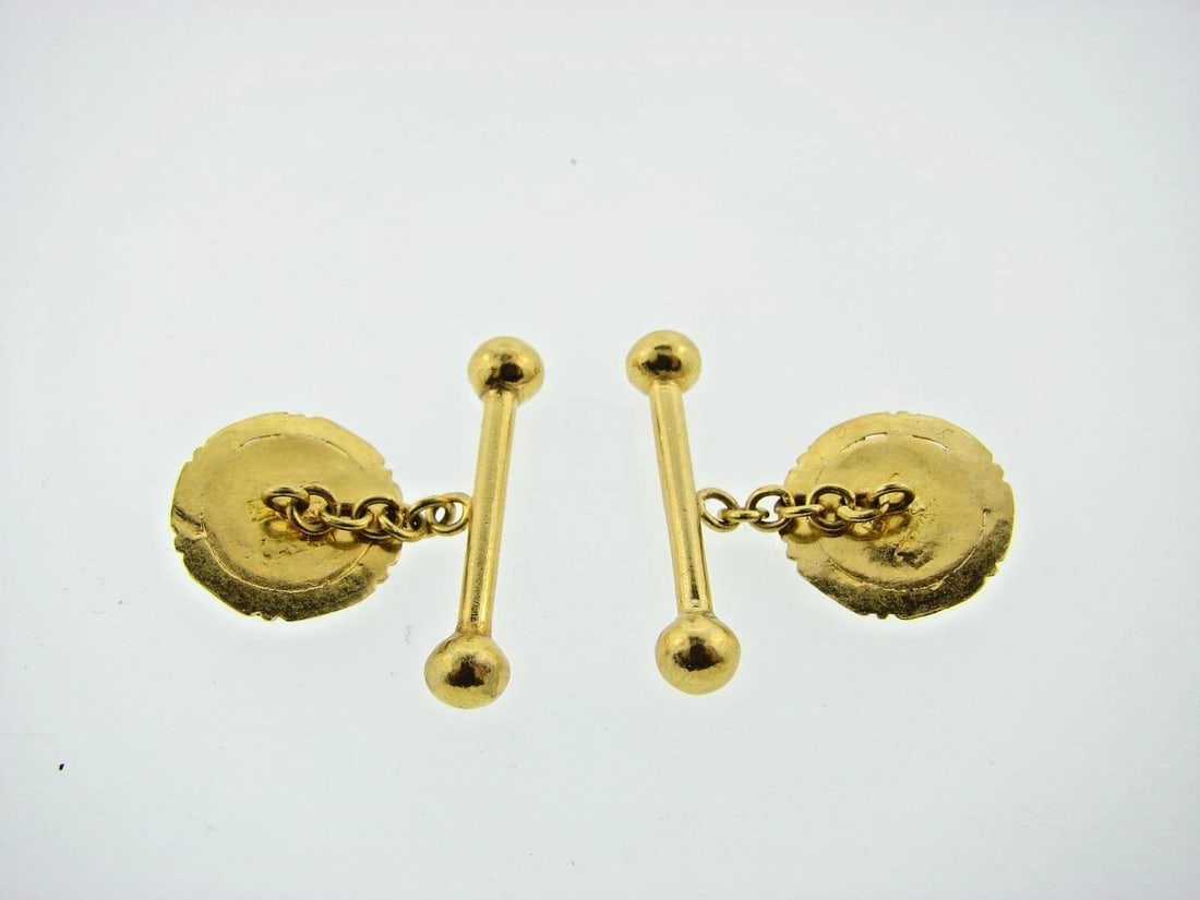 WOW 22k Yellow Gold & Jade Cufflinks - 2