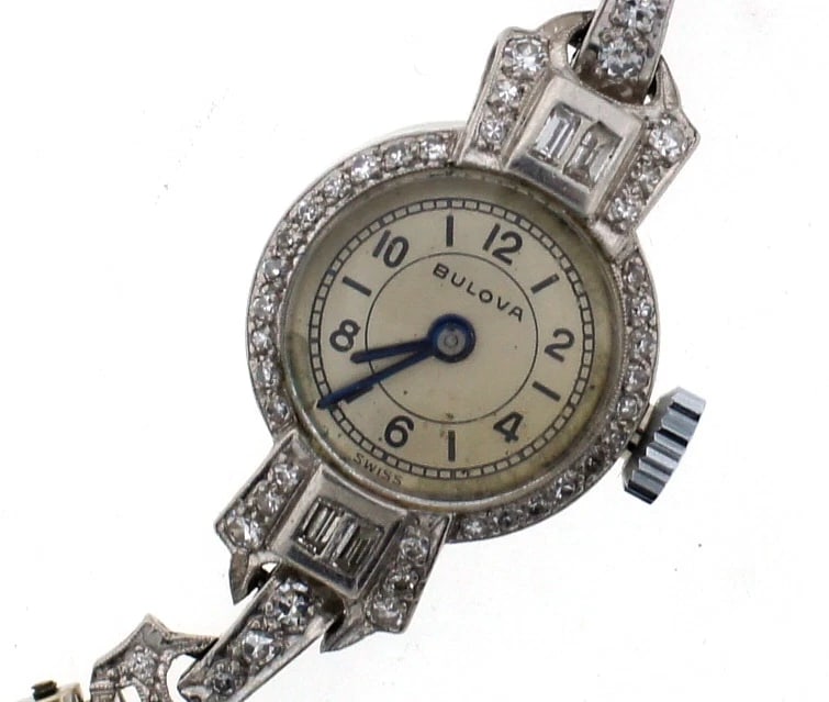 CHIC Bulova Platinum & Single Cut Diamond Watch Circa 1920! - 5