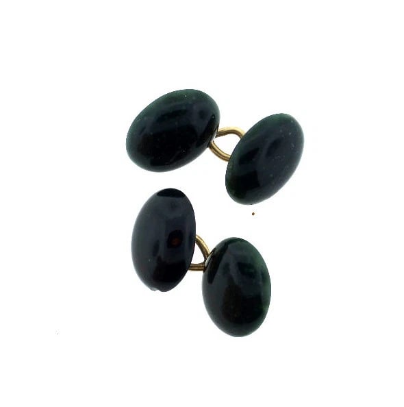 VINTAGE C.1960 JADE 14K YELLOW GOLD CUFFLINKS - 5