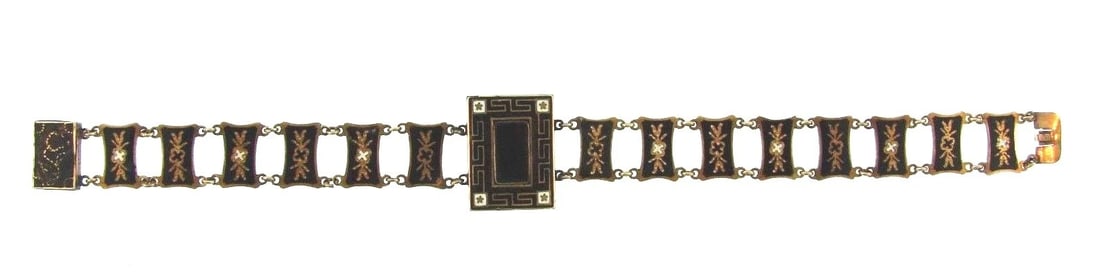 RARE Antique European 14k Yellow Gold & Enamel Bracelet Circa 1840s! - 2