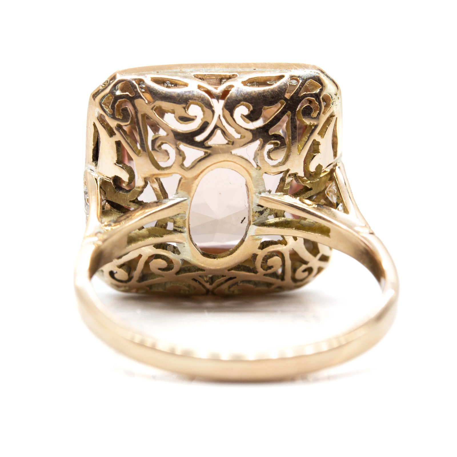 Handmade 18K Natural Morganite and Old Mine Cut Diamond Ring - 6