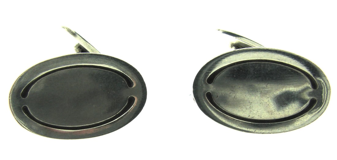 CHIC Jensen Denmark Sterling Silver Cufflinks!: Title: CHIC Jensen Denmark Sterling Silver Cufflinks! Description: DK Jensen Denmark Sterling Silver Cufflinks! This wonderful pair of cufflinks is one of a kind! The weight is 14.2 grams. The length 