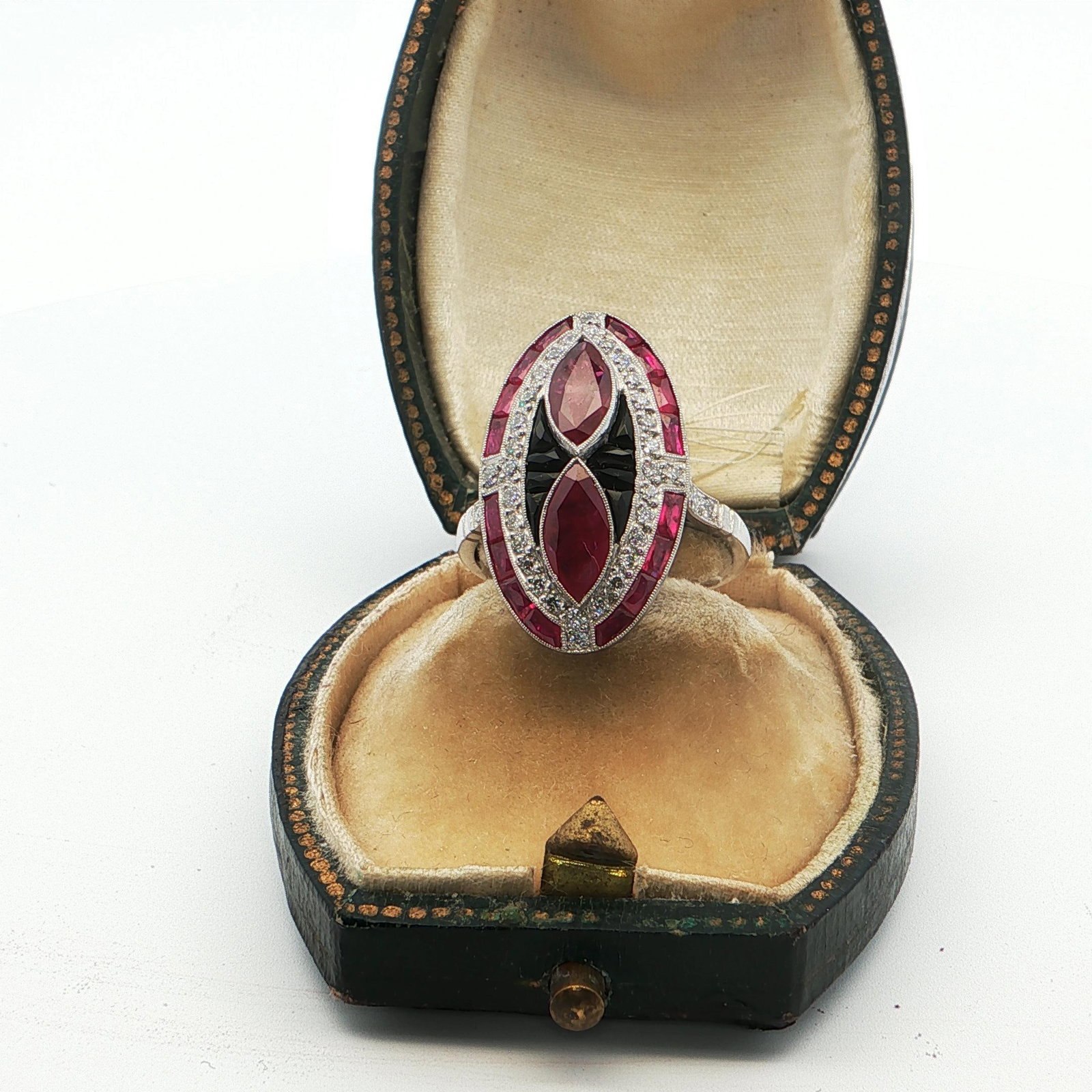Platinum Ring with Diamonds and Natural Rubies - 6