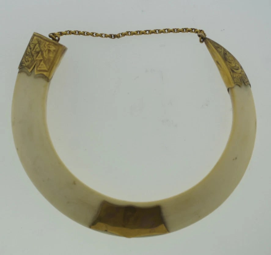 ANTIQUE VICTORIAN 9K YELLOW GOLD ELBOW BRACELET BANGLE STAMPED UNIQUE - 3