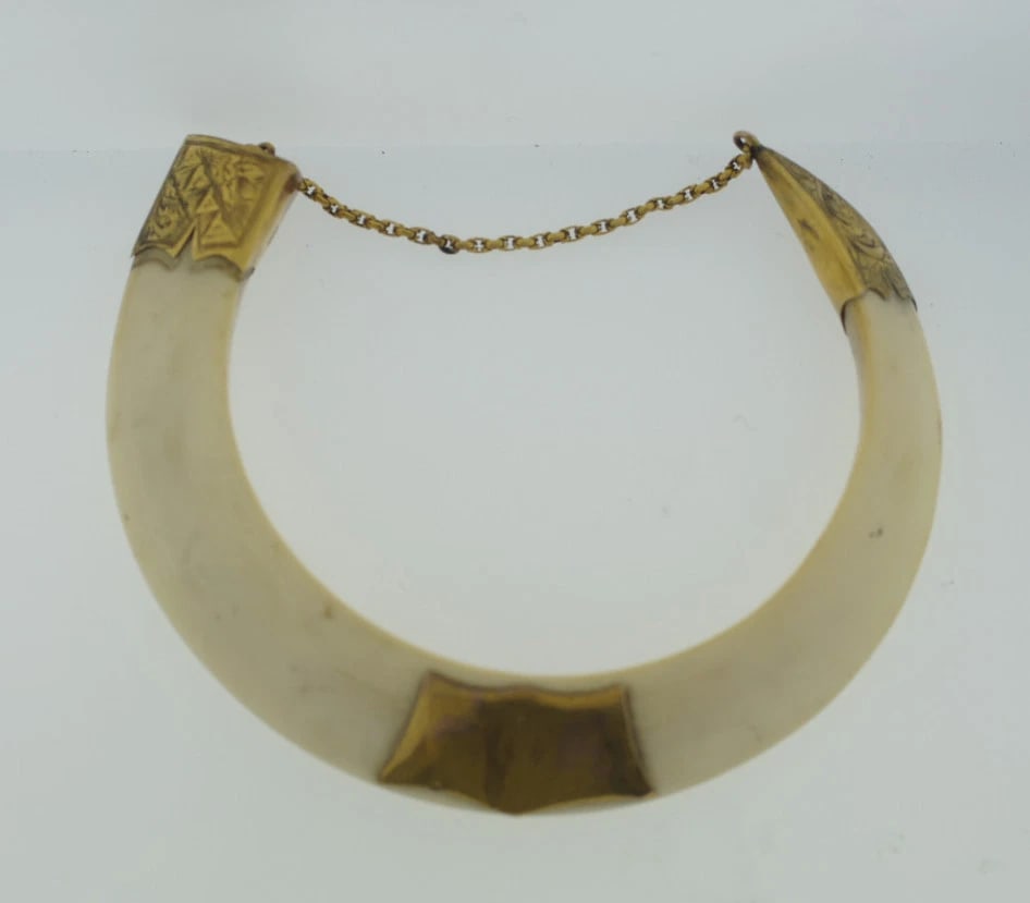 ANTIQUE VICTORIAN 9K YELLOW GOLD ELBOW BRACELET BANGLE STAMPED UNIQUE - 5