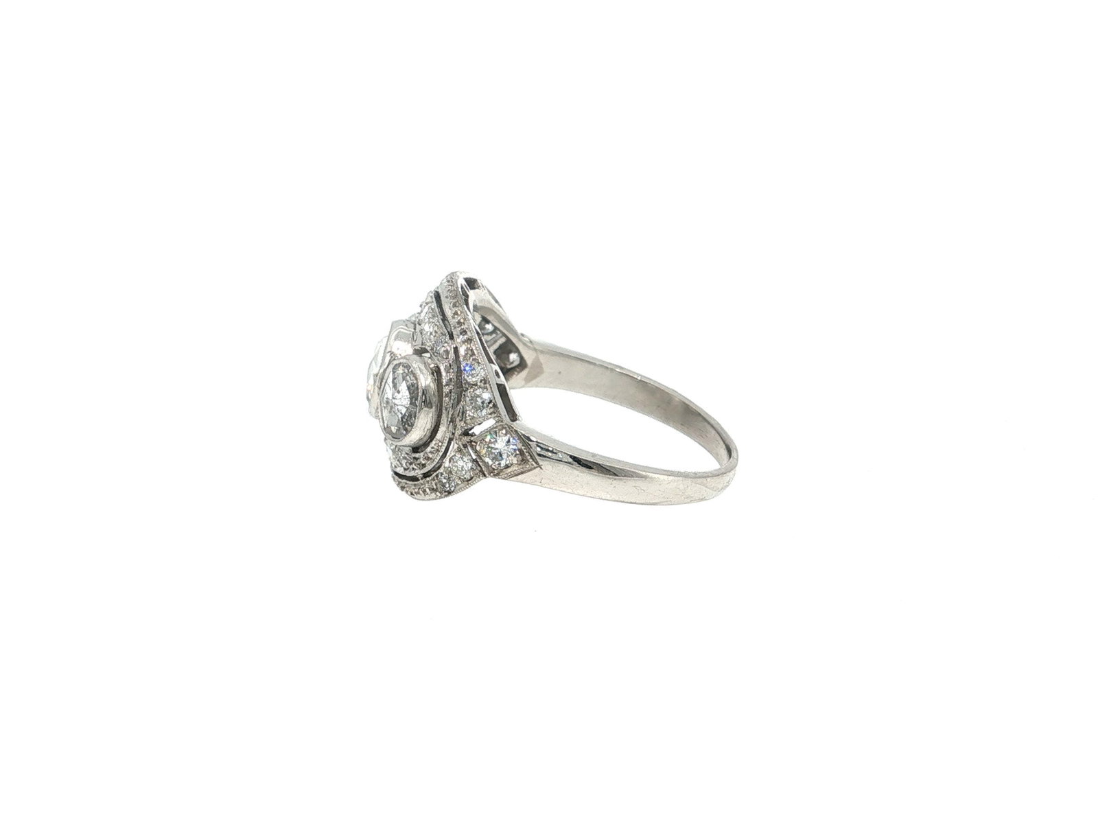 Vintage Rose-Cut Diamond Filigree Trio Cocktail Ring in Platinum - 2