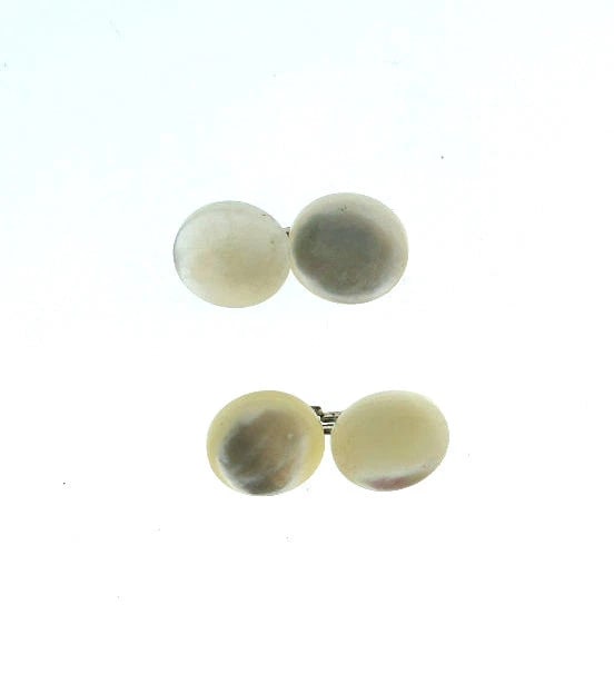 C.1900 VICTORIAN ANTIQUE MOTHER OF PEARL SILVER CUFFLINKS (1 of 5)