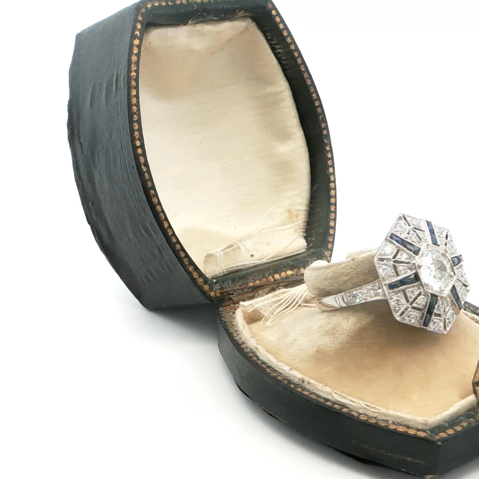 Platinum Cocktail Ring with Diamonds and Natural Sapphires - 7