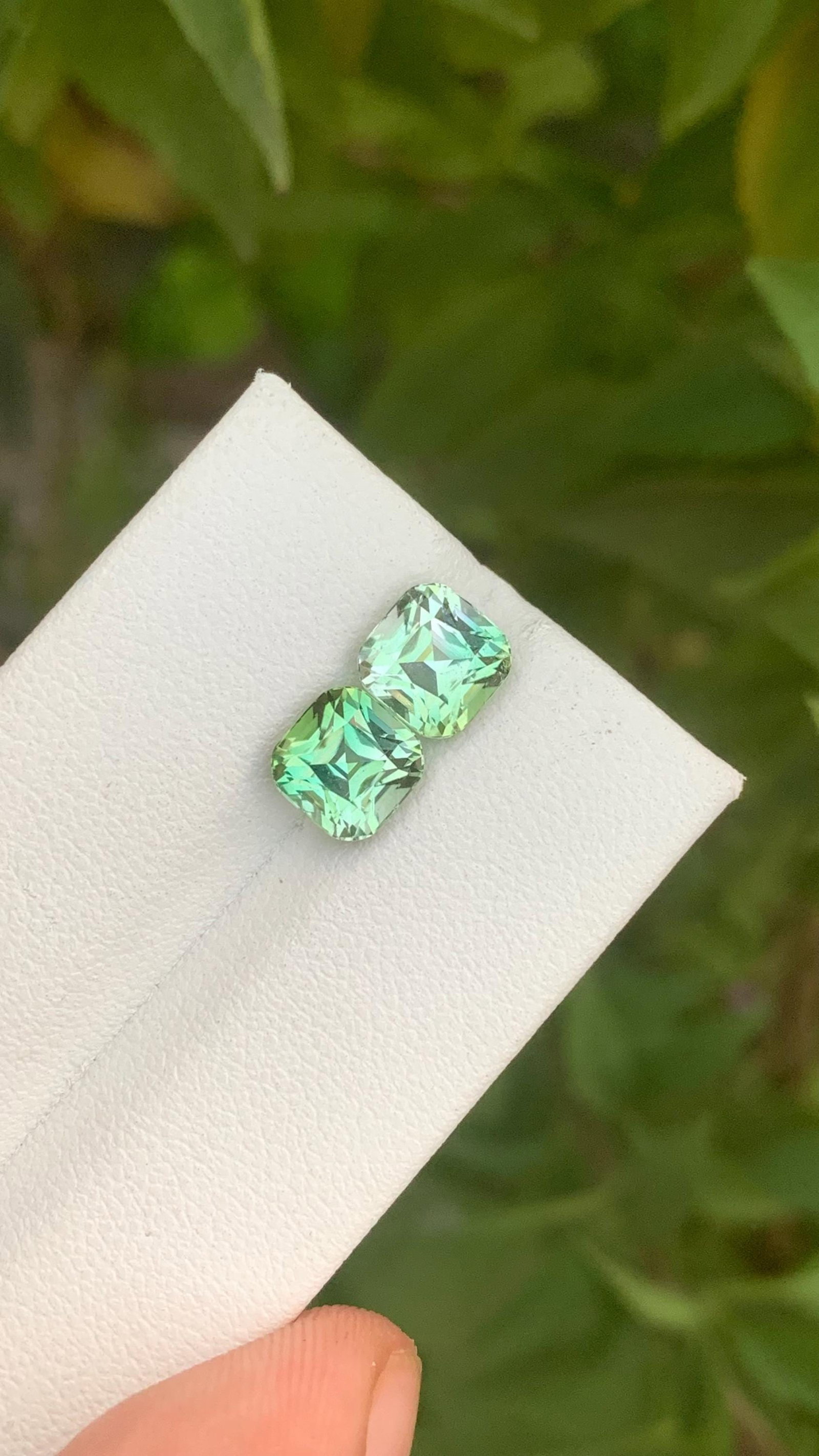 Bicolor Tourmaline Gemstone Pair: Asscher Cut, 3.75 ct
