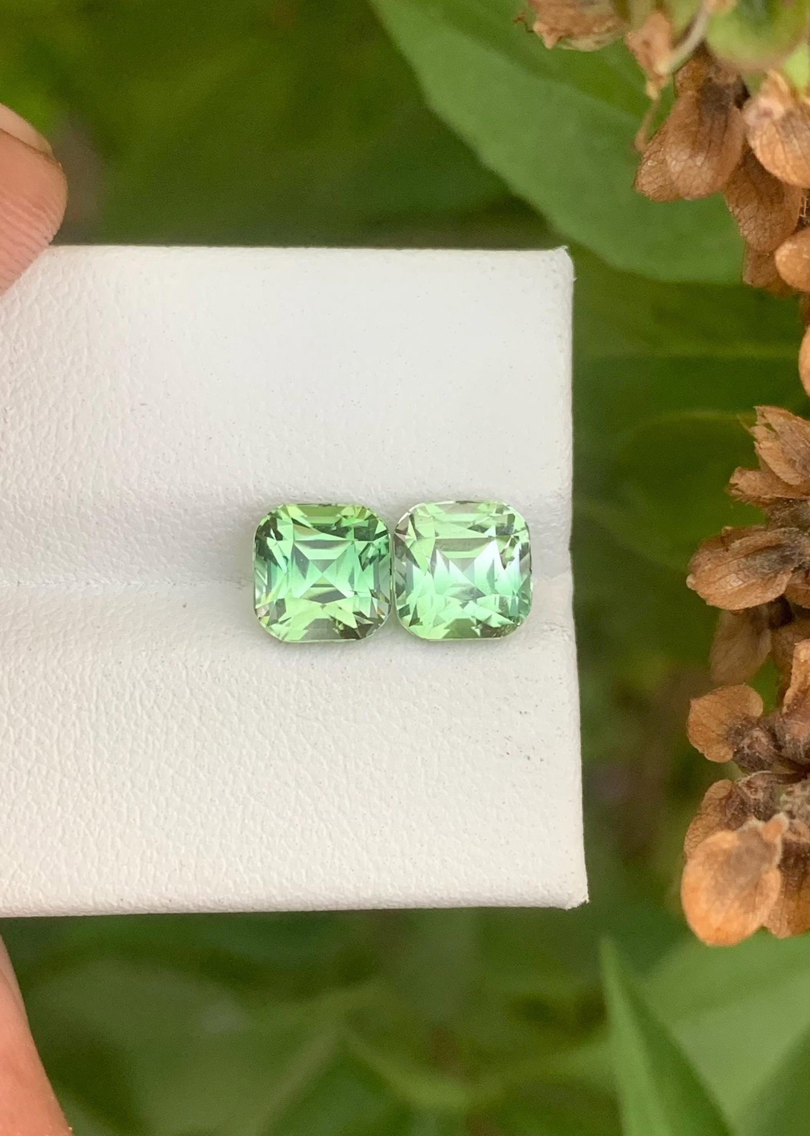 Bicolor Tourmaline Gemstone Pair: Asscher Cut, 3.75 ct - 2