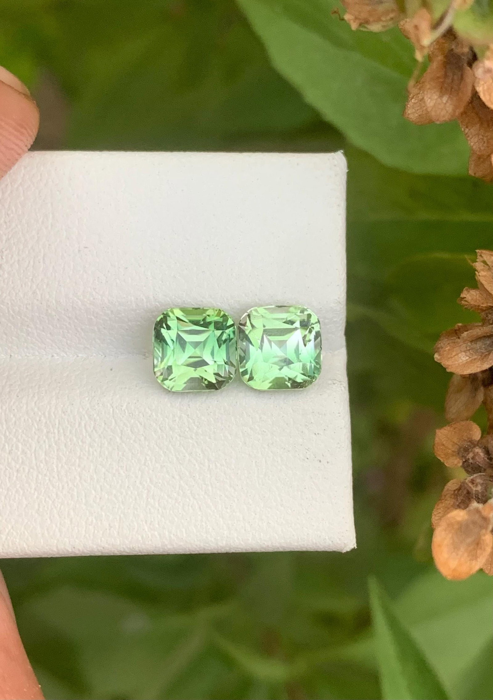 Bicolor Tourmaline Gemstone Pair: Asscher Cut, 3.75 ct - 3