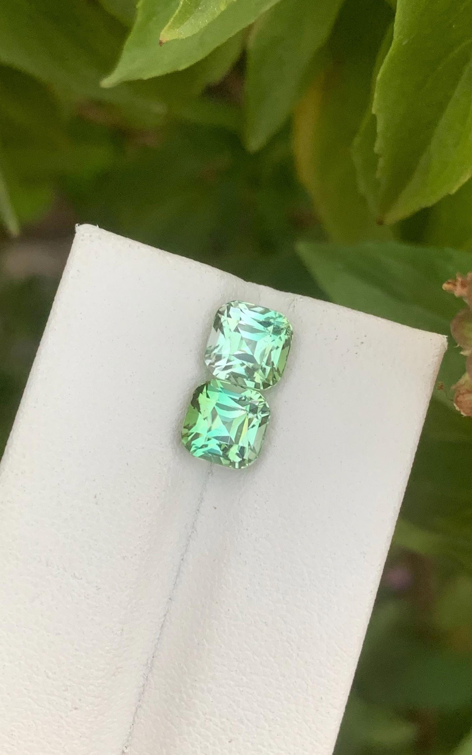 Bicolor Tourmaline Gemstone Pair: Asscher Cut, 3.75 ct - 5