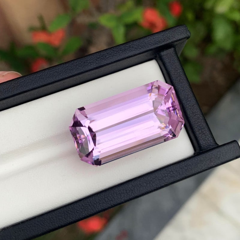 Loose Kunzite Gemstone, Eye Clean Pink Kunzite Stone Emerald Cut, 82.70 CT (1 of 5)