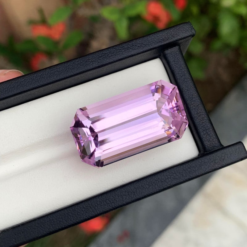 Loose Kunzite Gemstone, Eye Clean Pink Kunzite Stone Emerald Cut, 82.70 CT - 2