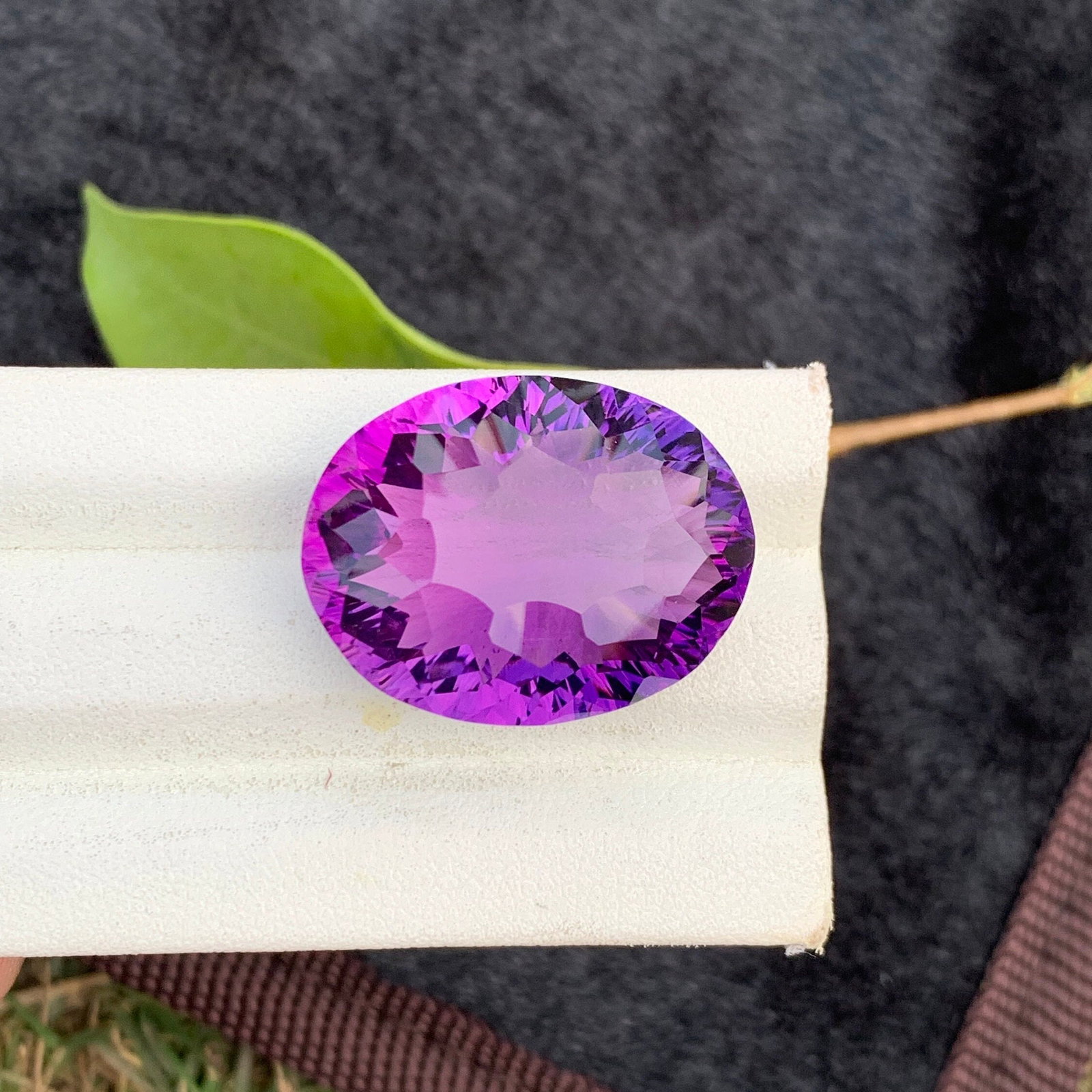 Dark Purple Amethyst Loose Gemstone: 29.40 Carat Faceted Cushion Cut - 2
