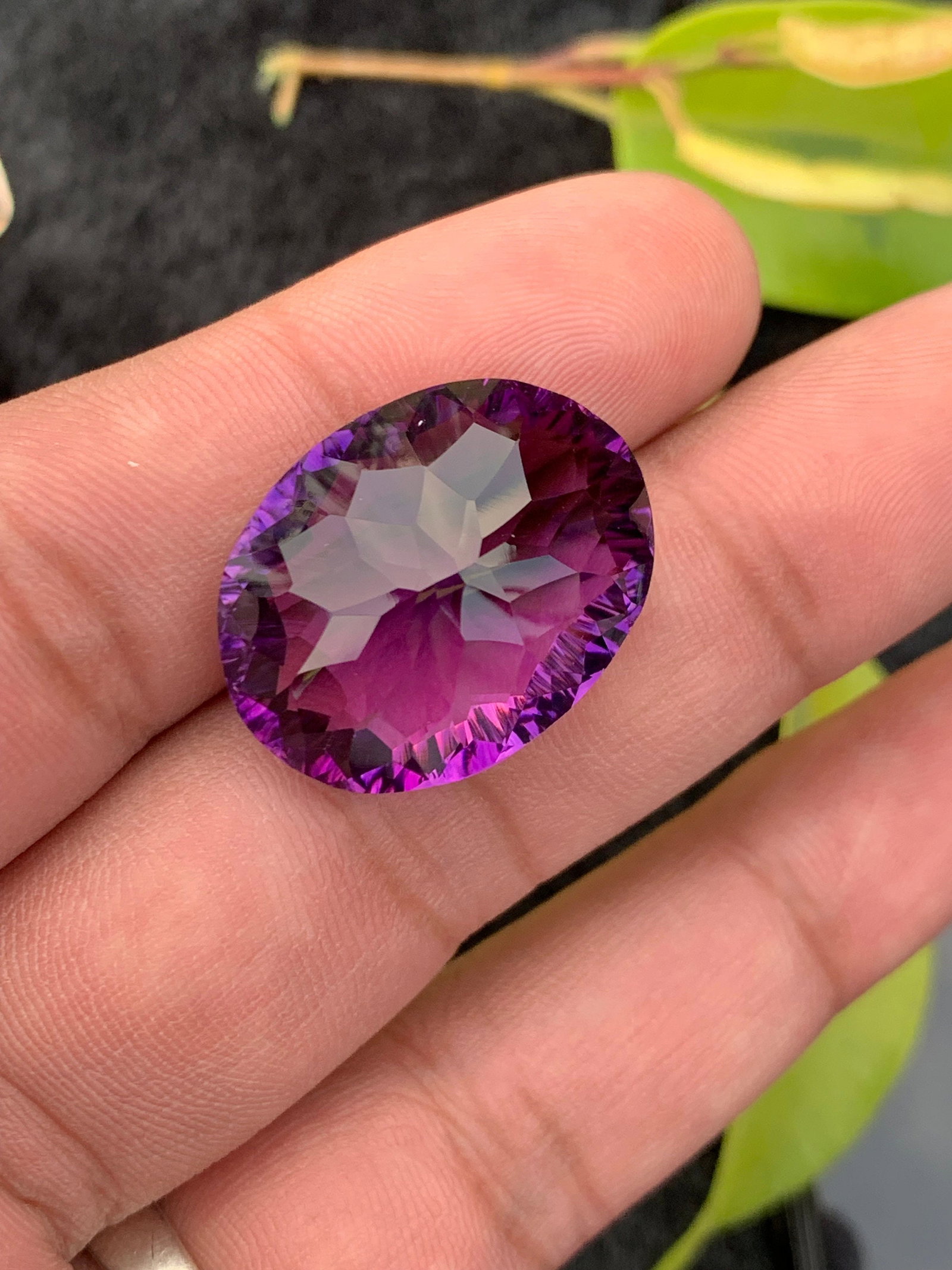 Dark Purple Amethyst Loose Gemstone: 29.40 Carat Faceted Cushion Cut - 7