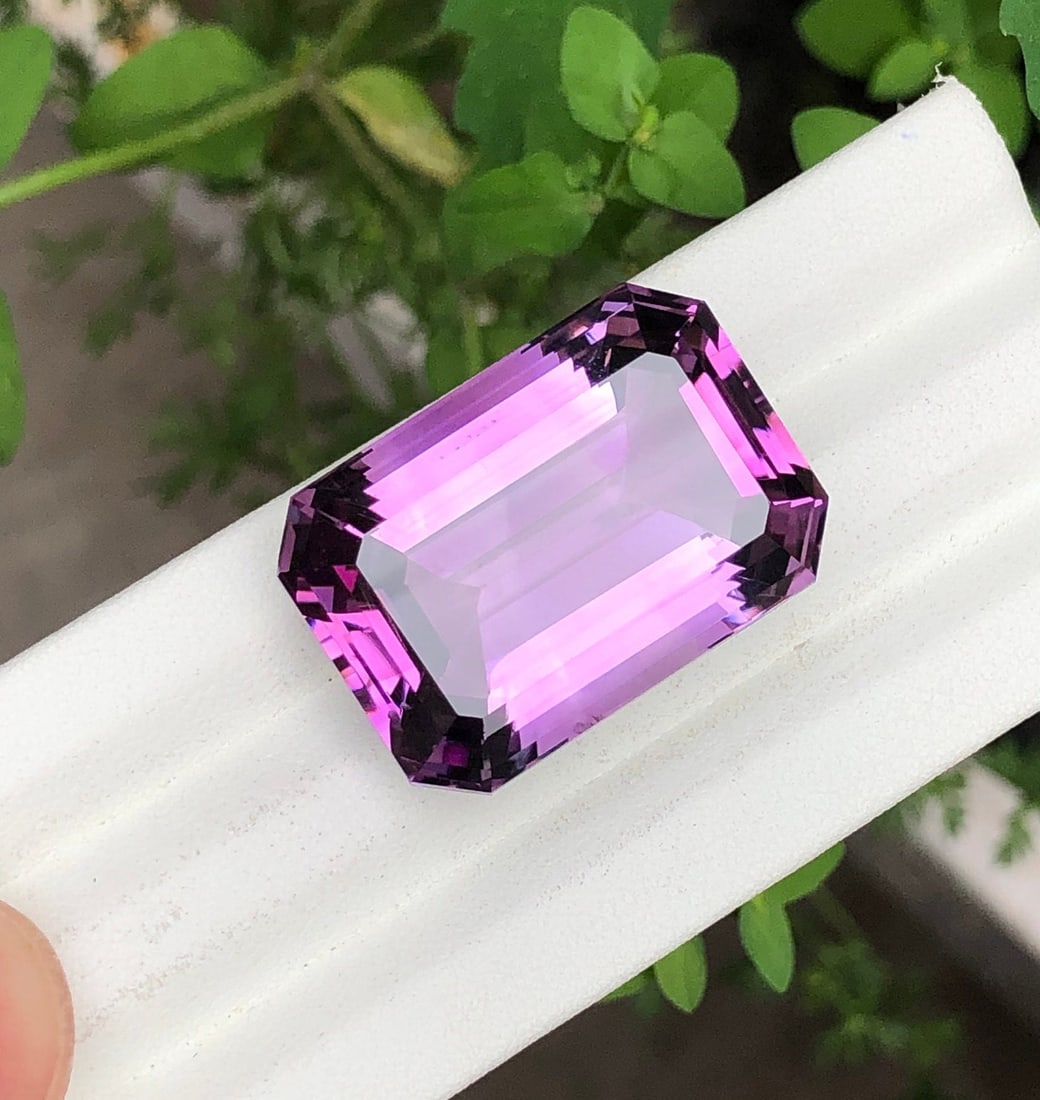 56 Cts Natural Amethyst Gemstone: Emerald Cut, Purple Quartz - 2