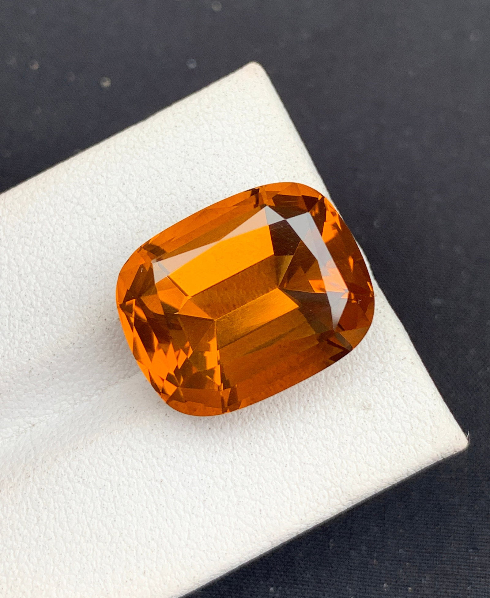 Natural Madeira Citrine Gemstone: Orange Step Cushion Cut, 14.60 Carat (1 of 6)